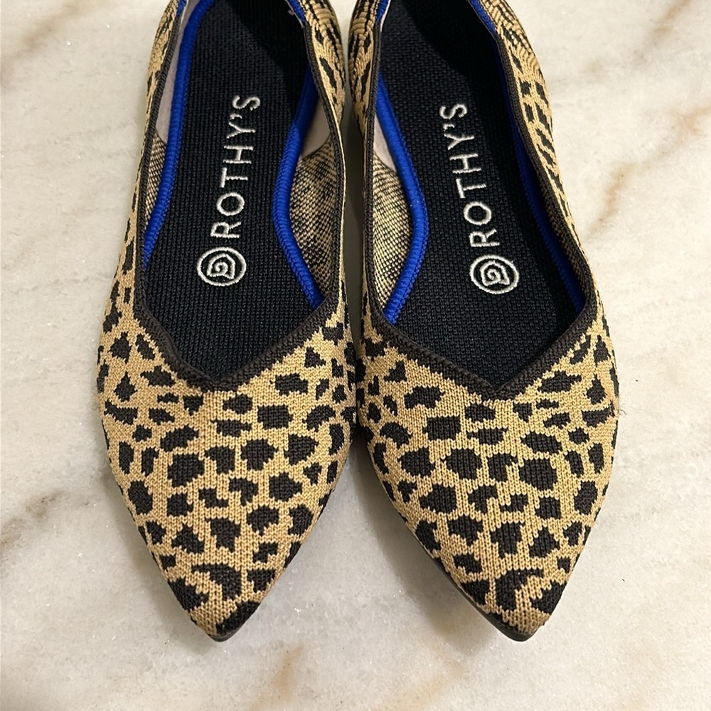 Rothy's The Point Flats In Retired Leopard Print Slip On Ballet Flat Size 6.5 - Picture 6 of 13